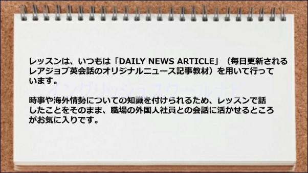 DAILY NEWS ARTICLEは時事問題や海外事情の知識補充に役立った